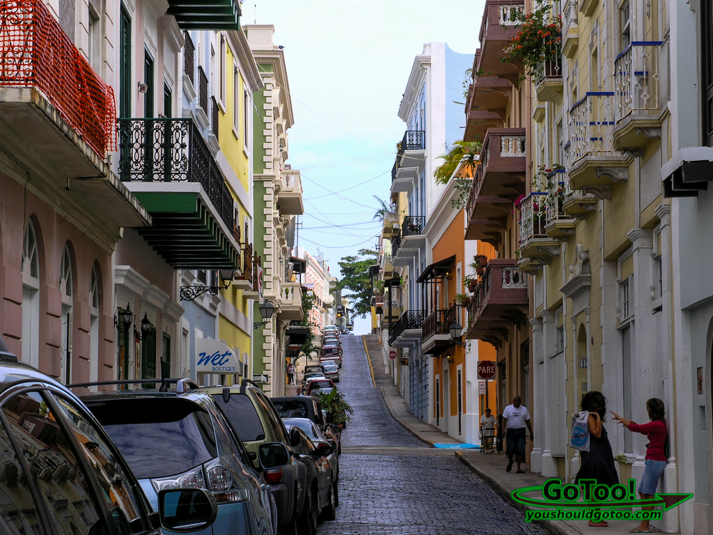 Colorful Steep streets Old San Juan PR