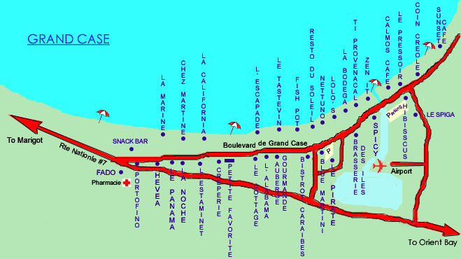 Map of Grand Case, the Gourmet Capital of the Caribbean