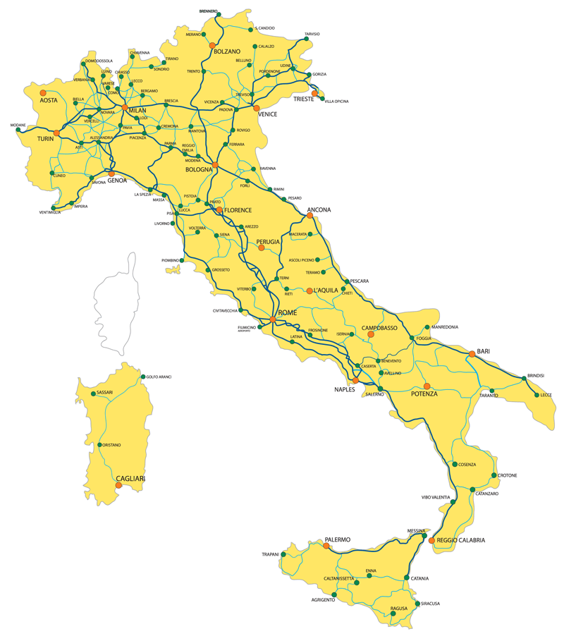 Train Map of Italy