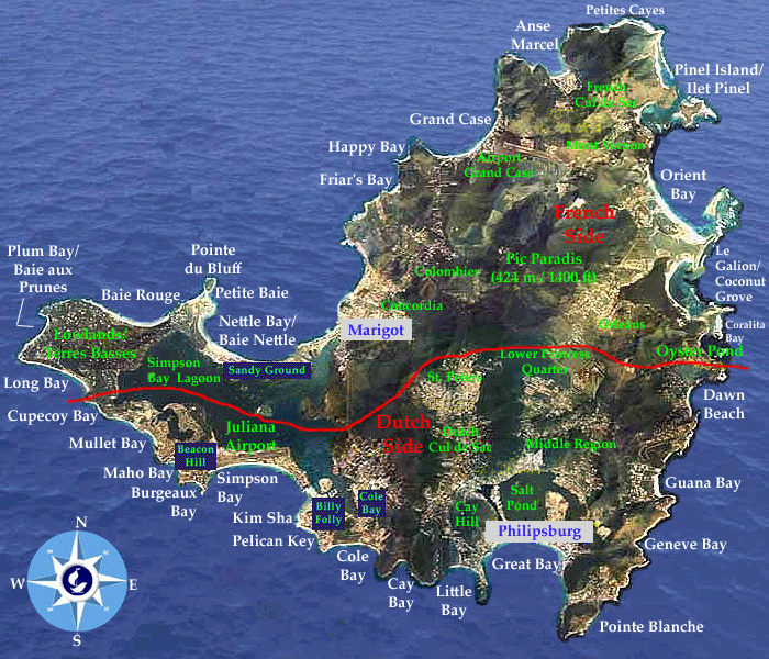 Map of St Maarten/St Martin